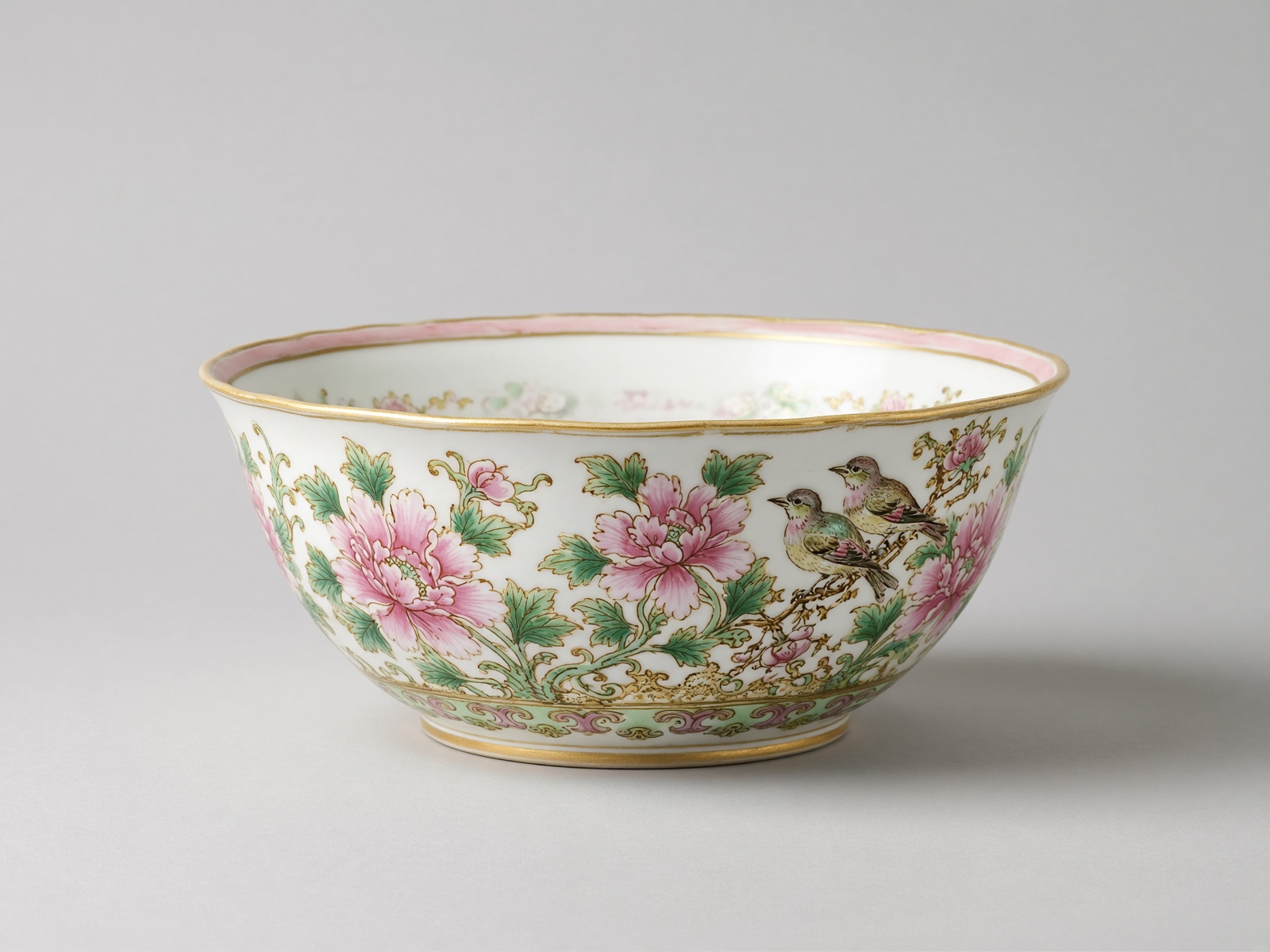 Famille Rose Bowl with Peonies